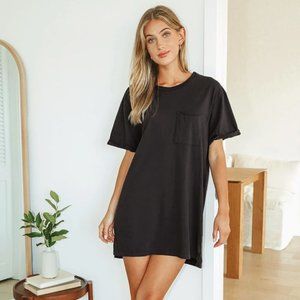 Style Supply Washed Black Oversized T-Shirt Dress